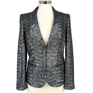 Boden Sequin Blazer Jacket Evening Wear Silver Gunmetal Size 4
